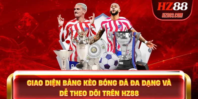 Giao diện bảng kèo bóng đá đa dạng và dễ theo dõi trên HZ88